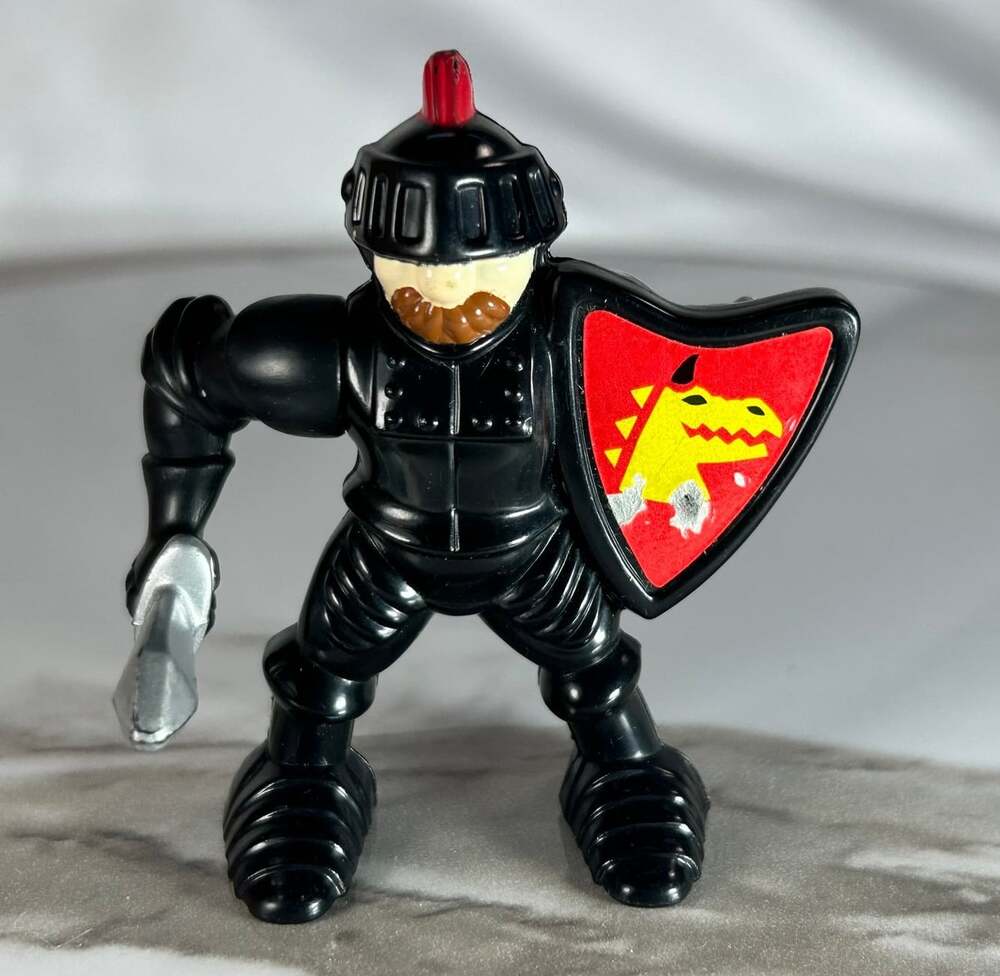 VTG 1995 Fisher Price Great Adventures Black Knight figure Shield damage see pic